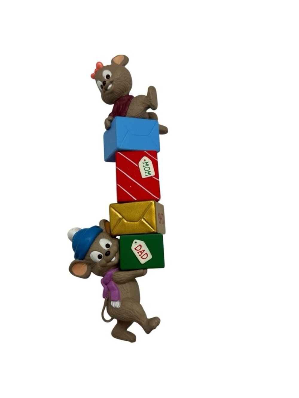 Hallmark 1997 Mice Carrying Christmas Presents Mom Dad Ornament Bob Siedler